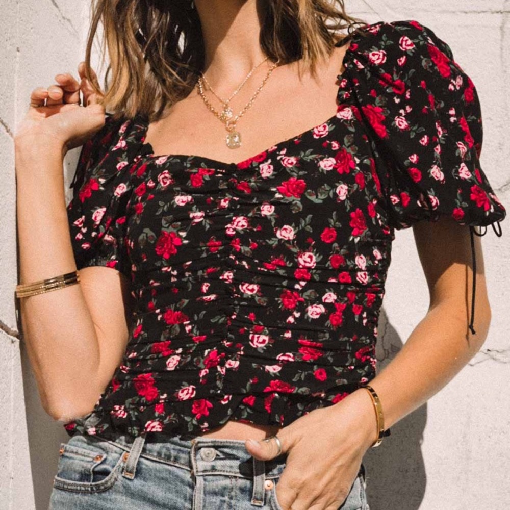For love and lemons tainted button front top